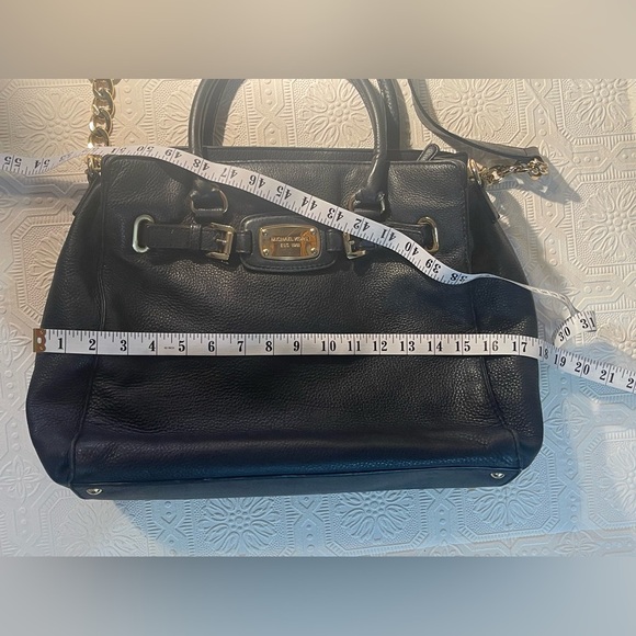 Michael Kors Crossbody Satchel Bag Black Gold Hardware Gently Used Handbag - Picture 14 of 16